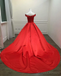 Εκτός ώμου Φωτεινά κόκκινα μακρά βραδινά φορέματα, φθηνά προσαρμοσμένα γλυκά 16 φορέματα, 18515