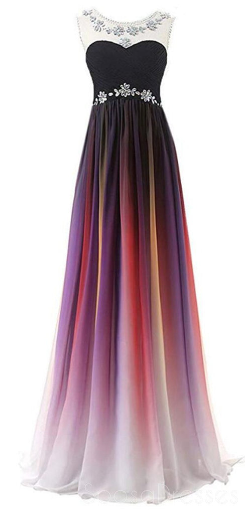 Sexy Open Back Illusion Ombre Long Evening Prom Kleider, Custom Cheap Sweet 16 Kleider, 18393