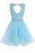 Sexy Open back Light Blue Spitze Tulle homecoming prom dresses, CM0020