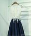 Δείτε μέσω φορέματος Lace Navy φούστα Κοντά Homecoming Prom, Φορέματα με προσιτό κορσέ πίσω κοντό πάρτι, Φορέματα Perfect Homecoming, CM244