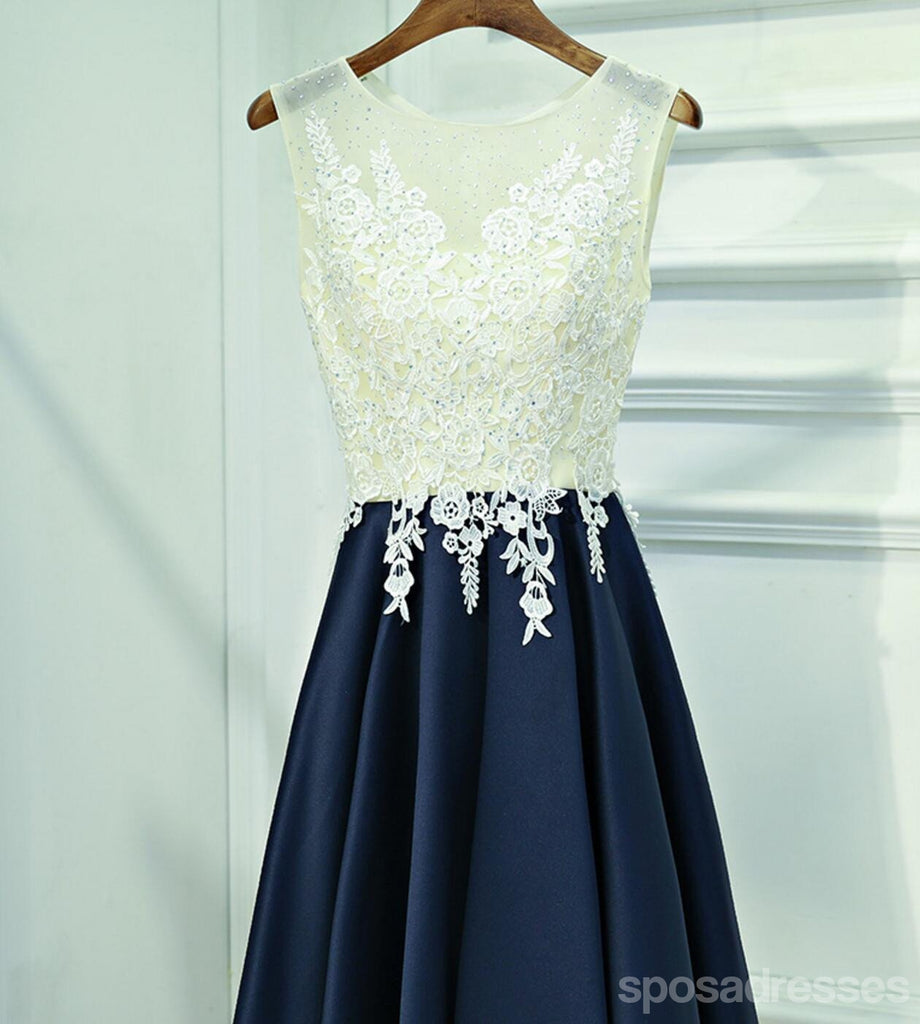 Δείτε μέσω φορέματος Lace Navy φούστα Κοντά Homecoming Prom, Φορέματα με προσιτό κορσέ πίσω κοντό πάρτι, Φορέματα Perfect Homecoming, CM244