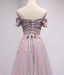 Fora do ombro roxo manga curta uma linha longa vestidos de baile, 17619