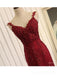 Décolleté en pointe de sirène de lacet rouge longues robes de bal d'étudiants du soir bon marché, robes de bal d'étudiants du parti du soir, 18643