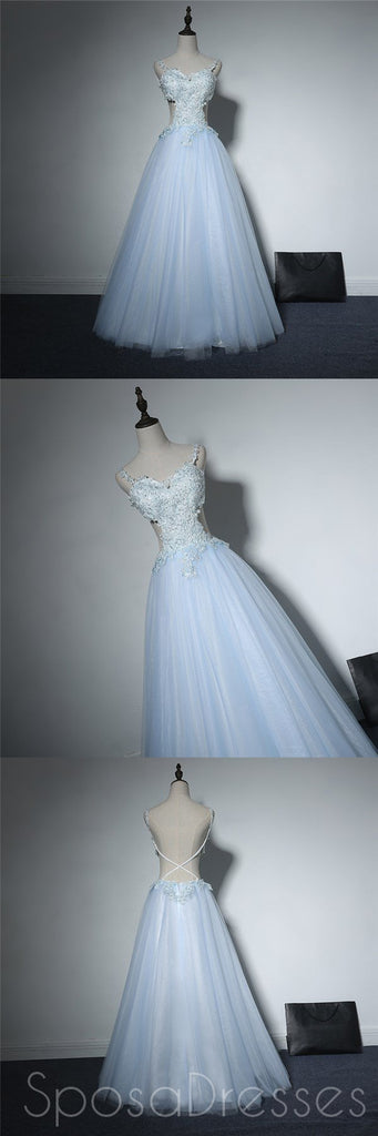 Robes de bal de soirée en dentelle sexy bleu pâle croisées dans le dos, robes de bal populaires en dentelle, robes de bal longues personnalisées, robes de bal formelles à bas prix, 17179