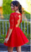 A manga Longa Sexy vermelha abre atrás vestidos de baile para os estudantes de regresso para casa de cadarço, 16 Vestidos Doces, CM0002