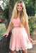 Two Pieces Cap Hüllen Pink Günstig Short Homecoming Dresses Online, CM647