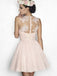 Rosa pálido ver através do laço barato Homecoming vestidos curtos on-line, CM623