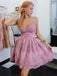 Spahgetti Straps Lilac Lace Φτηνά Κοντά Φορέματα Homecoming Online, CM660