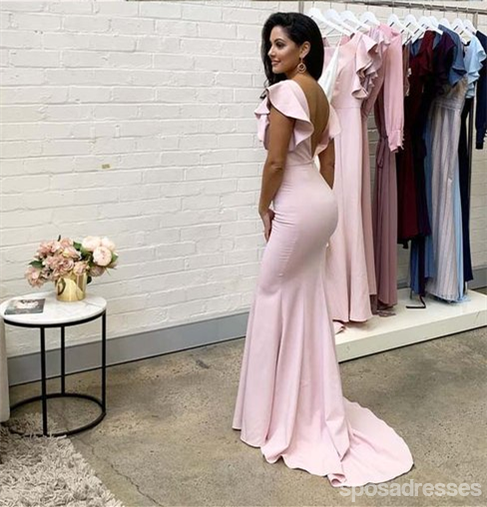 Δημοφιλή ανοιχτό ροζ φθηνά γοργόνα Long Bridesmaid Dresses Online, WG550