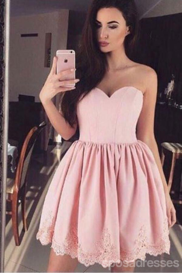 Billig Kurze einfache süße Schatz Pink Homecoming Dresses 2018, CM480