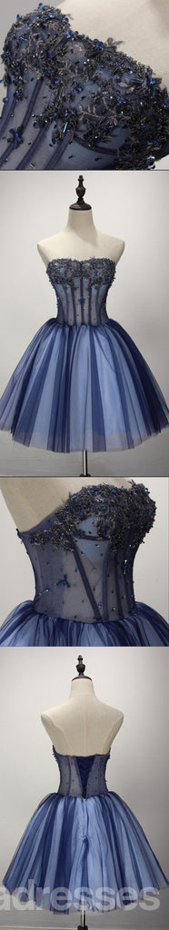 Ναυτικό μπλε δείτε μέσα από Homecoming Prom Φορέματα, προσιτές κορσέ πίσω σύντομη κόμμα Prom Φορέματα, τέλεια Homecoming Φορέματα, CM234