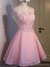 Cor-de-rosa Veja através de vestidos de baile de boas-vindas, vestidos de baile de curtas-metragens acessíveis, vestidos de boas-vindas perfeitos, CM308