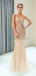 Col en V scintillant or strass perlé sirène robes de bal de soirée, robes de soirée de bal, 12035