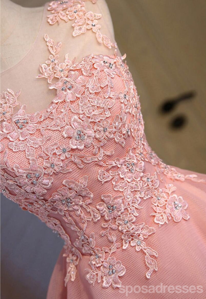 Pink See through Lace Cute Homecoming Prom Kleider, erschwingliche Short Party Prom Kleider, Perfekte Homecoming Kleider, CM308