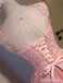Rose Voir à Travers la Dentelle Mignon Homecoming Robes de Bal Abordables de soirée Courte Robes de Bal, Parfait Robes de bal, CM308