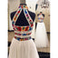Halter Duas Peças Bordados Branco Longo Ano De Formatura Vestidos de Baile, Cheap Custom Sweet 16 Vestidos, 18457