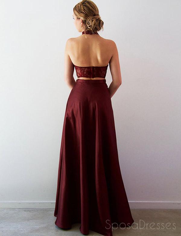 Sexy Two Pieces Halter Maroon Long Evening Prom Robes, Cheap Sweet 16 Robes, 18370
