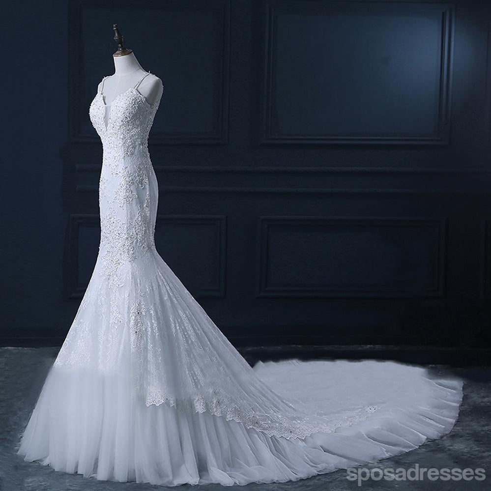 Προκλητικός δείτε μέσω διακοσμημένων με χάντρες δαντελλών γαμήλιων νυφικών φορεμάτων γοργόνων, προσιτά επί παραγγελία γαμήλια νυφικά φορέματα, WD265