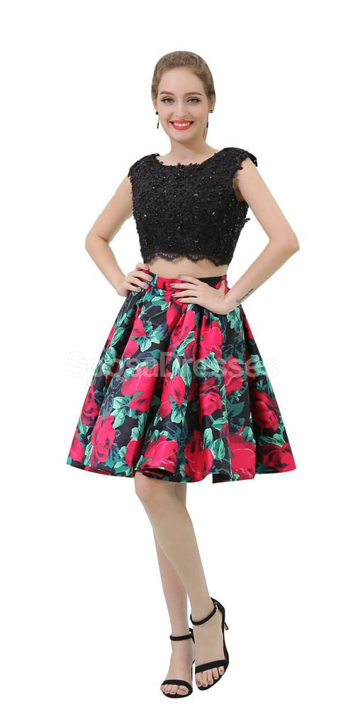 Black two Pieces Lace Beaed Cheap Homecoming Dresses Online, Cheap Short Prom Dresses, CM807
