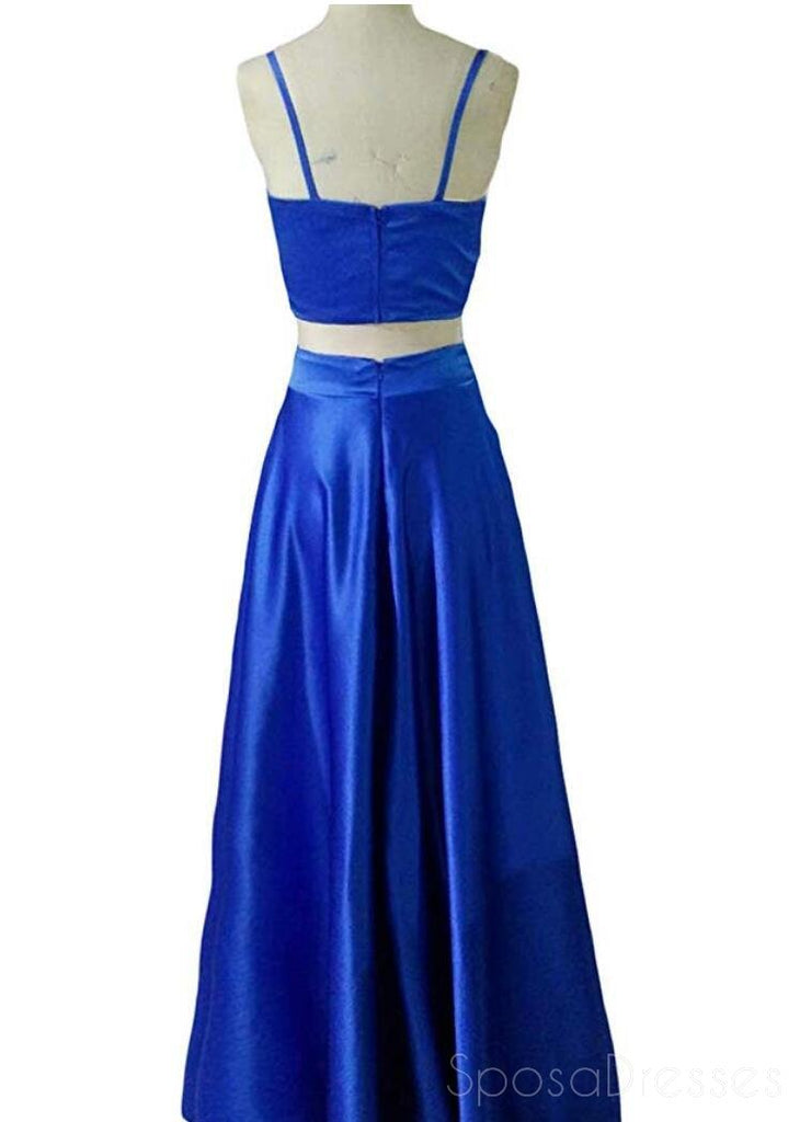 Einfache sexy blaue zwei Stücke billige lange Abend Abendkleider, billige süße 16 Kleider, 18375