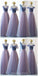 Robes de demoiselle d'honneur pas cher bleu tulle rose longueur de plancher dépareillées en ligne, WG539