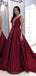 Sexy Backless Maroon Simple Long Evening Prom Dresses, Φθηνά Φορέματα Custom Party Prom, 18581