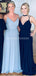 Chiffon Blue Long Brautjungfernkleider Online, Günstige Brautjungfernkleider, WG701
