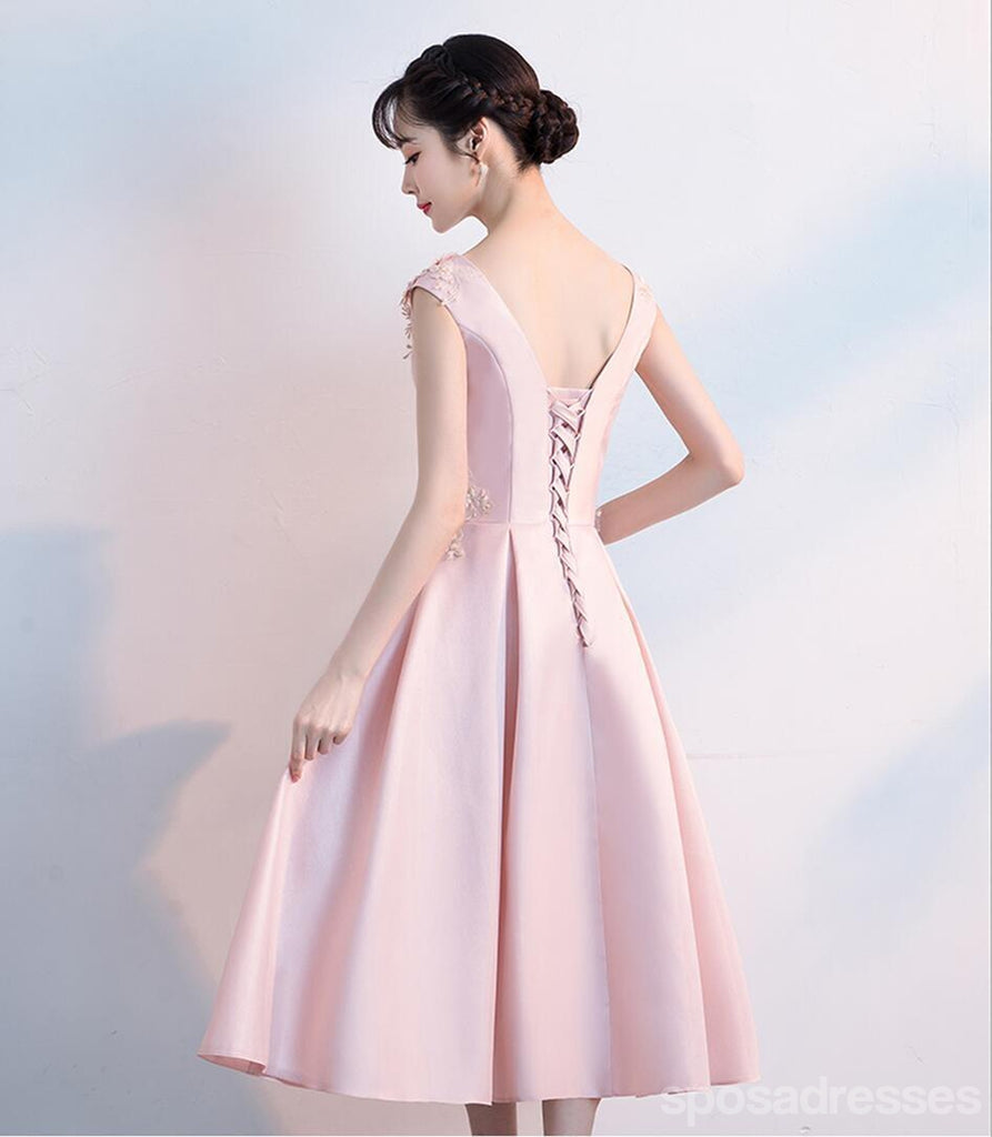 Απλό καπάκι μανίκι Ροζ φθηνά φορέματα Homecoming Online, CM698