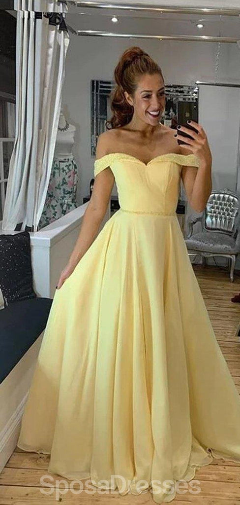 Off Ώμος Κίτρινο Α-γραμμή Φτηνές Βραδινά Φορέματα Prom, Βραδινό Κόμμα Prom Φορέματα, 12178