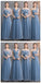 Comprimento do piso azul empoeirado incompatível vestidos baratos de dama de honra on-line, WG533