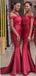 Rote Riemen einzigartige lange Meerjungfrau Sexy Günstige Brautjungfer Kleider Online, WG576