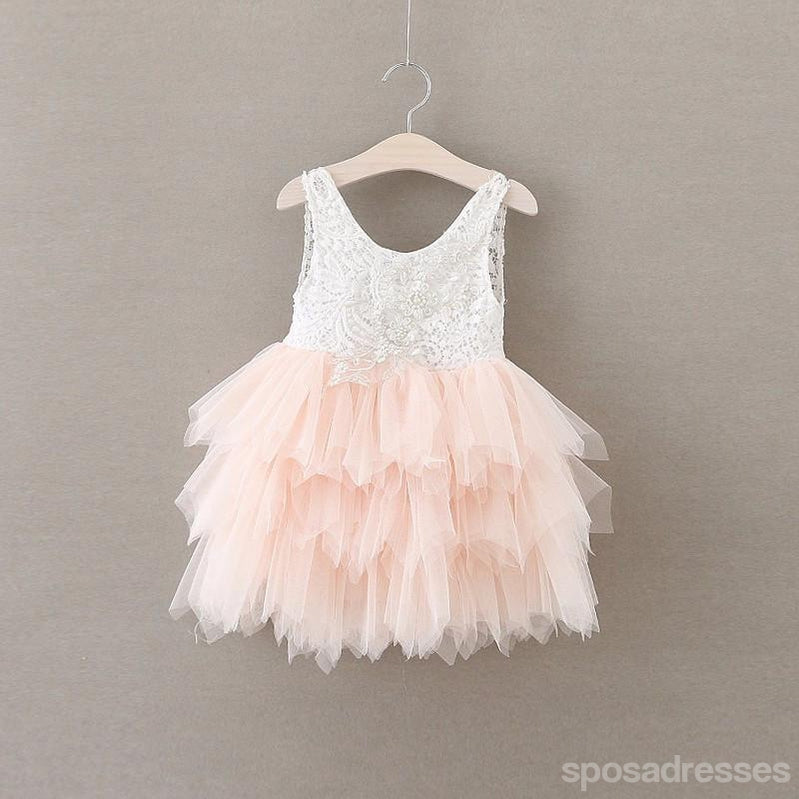 Scoop Neckline Lake Top Tulle Popular Tulle Flower Girls Dresses, Cheap Little Girl Dresses, FG018