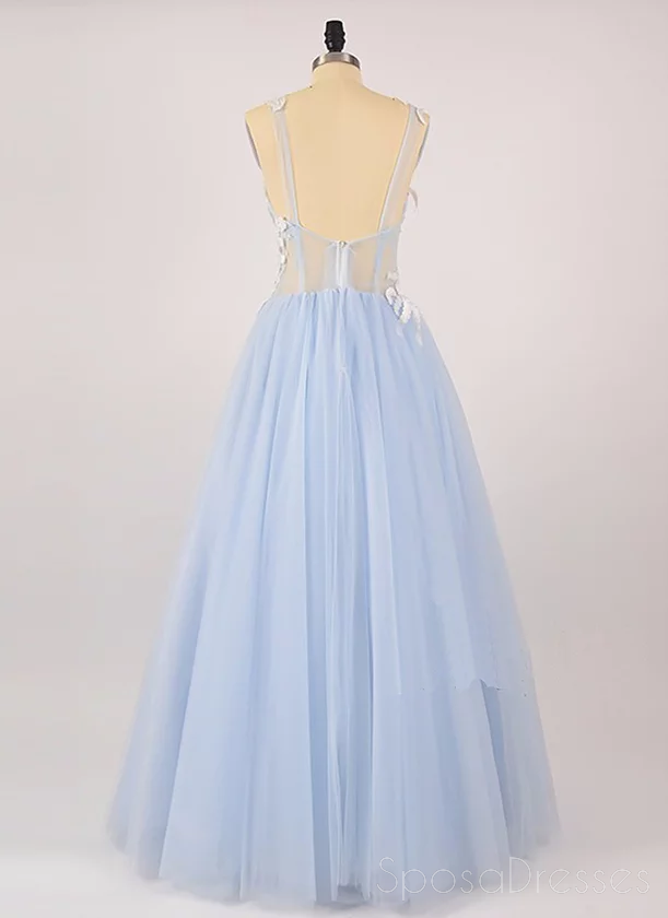 Bleu clair voir à travers les robes de bal de soirée longue pas cher en dentelle, robes personnalisées bon marché bon marché 16, 18518