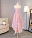 Στράπλες Δαντέλα Υψηλών Χαμηλών Ρόδινων Homecoming Prom Φορέματα, Οικονομικά Σύντομο Κόμμα Χορό Γλυκό 16 Φορέματα, Τέλεια Homecoming Φορέματα Κοκτέιλ, CM329