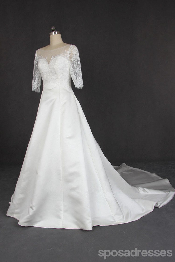 Langarmspitzen-Tulle Hochzeitskleider, Custom Made Long Wedding Kleider, Billige Hochzeitskleider, WD202