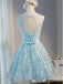 Tiffany μπλε Ανοιχτό Πίσω δαντέλα χαριτωμένο Homecoming Prom Φορέματα, προσιτές σύντομο κόμμα Prom Φορέματα, τέλεια Homecoming Φορέματα, CM313
