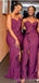 Lado roxo incompatível fenda barato longo barato vestidos de dama de honra baratos on-line, WG675
