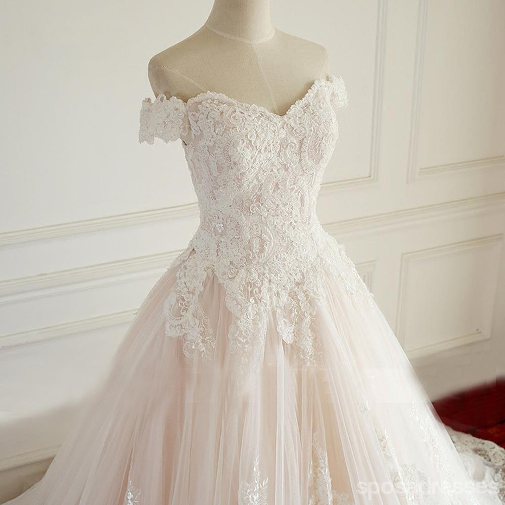 Off Shoulder Short Sleeve Lace A line Brautkleider, erschwingliche Custom Made Wedding Brautkleider, WDD271