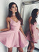 Dusty Pink V-Ausschnitt Einfache kurze billige Homecoming Kleider unter 100, CM577