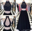 Two Pieces A line Μαύρα βραδινά φορέματα Prom, Sexy Backless Party Prom Dress, Custom Long Prom Dress, Cheap Party Prom Dress, Formal Prom Dress, 17025