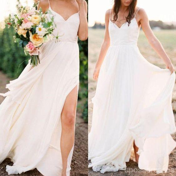 Casual Spahgetti Λουριά Λαιμών Β Πλευρά Σχισμή Απλό Παραλία Γάμο Φορέματα, WD328