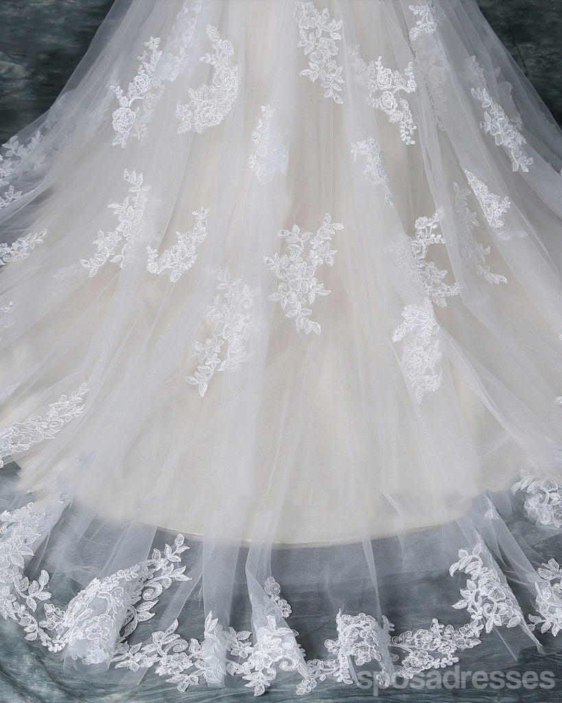 Zwei Riemen V Ausschnitt Perlen Perlen Spitze Meerjungfrau Brautkleider, Günstige Maßgeschneiderte Brautkleider, WD273