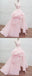 Halfter Spitze Hoch Niedrig Rosa Organza Long Evening Prom Dresses, Cheap Custom Sweet 16 Dresses, 18461