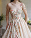 Cute One Shoulder Lace Flower Long Cheap Evening Prom Robes, Evening Party Prom Dresses, 12351
