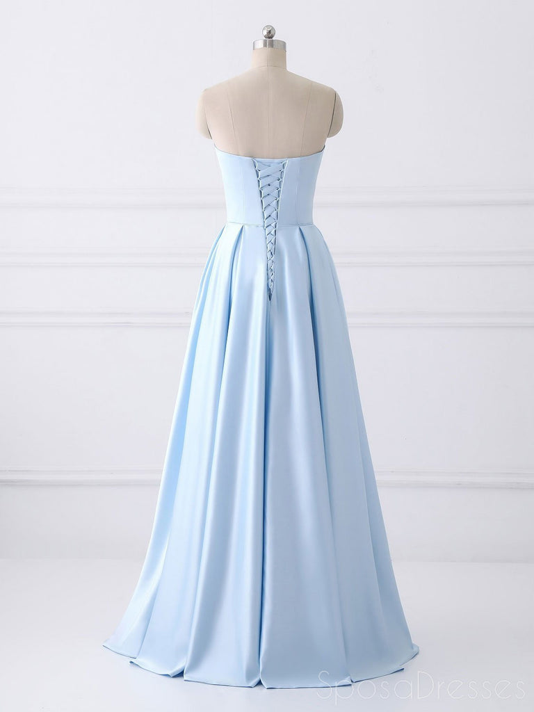 Einfach Billig Strapless Himmel Blau Perlen Langen Abend Prom &amp; Brautjungfer Kleider, 17348