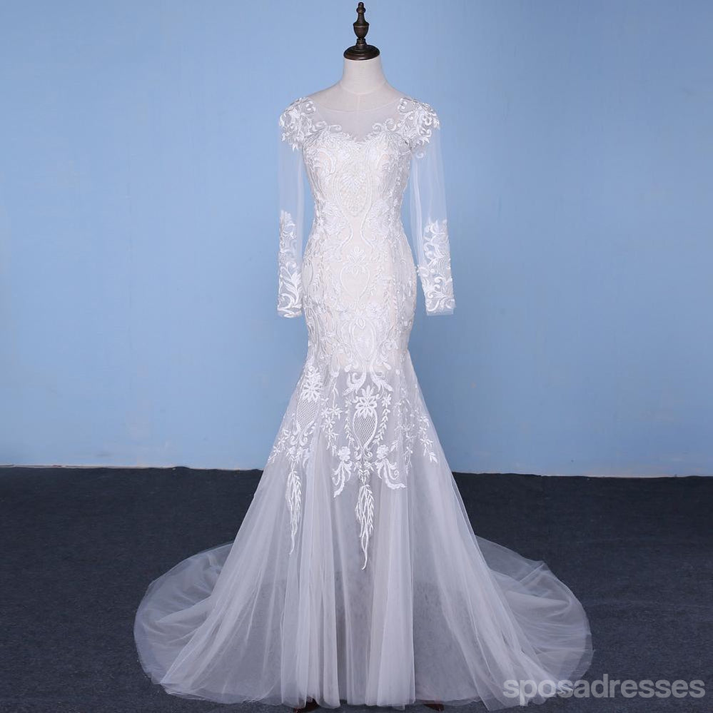 Manga longa destacável saia laço sereia casamento vestidos de noiva, barato Custom Made casamento vestidos de noiva, WD275