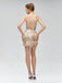 Gold Lace Sparkly Halter Billig Homecoming Dresses Online, Günstig Short Prom Dresses, CM815