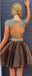 Marrom duas peças cap manga frisada curto barato Homecoming vestidos on-line, CM583