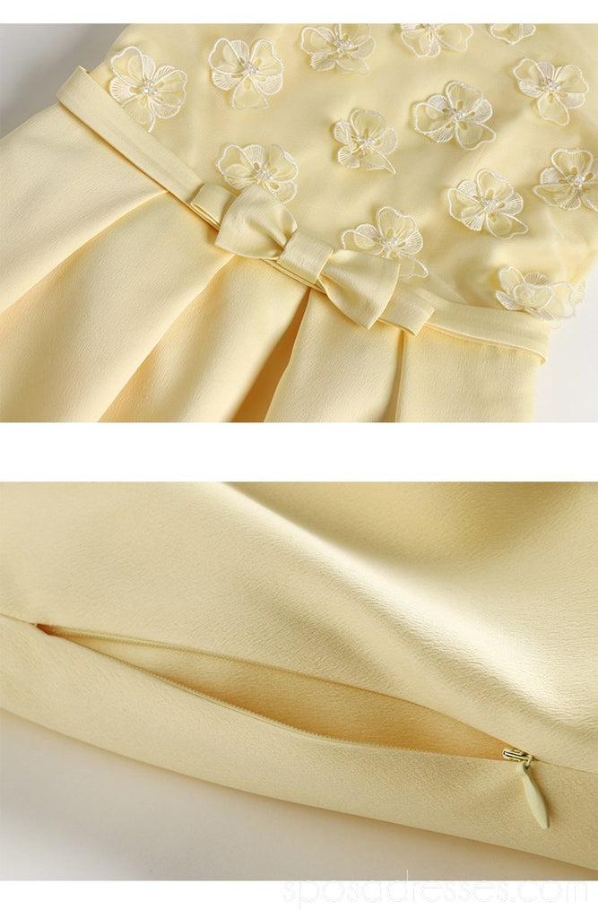 Scoop Pastel Yellow Flower Φτηνά Homecoming Φορέματα Online, Φθηνά Κοντά Φορέματα Prom, CM780