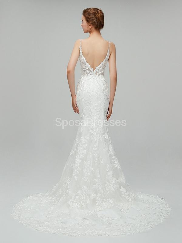 Classic Lace Straps Γοργόνα Φτηνές Γάμο Φορέματα Σε Απευθείας Σύνδεση, Μοναδικά Νυφικά Φορέματα, WD560
